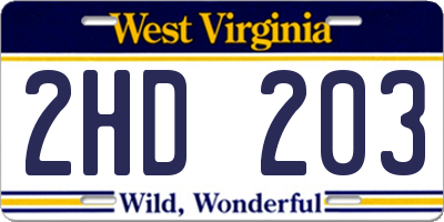 WV license plate 2HD203