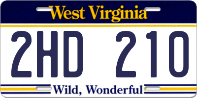 WV license plate 2HD210