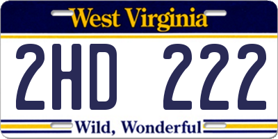 WV license plate 2HD222