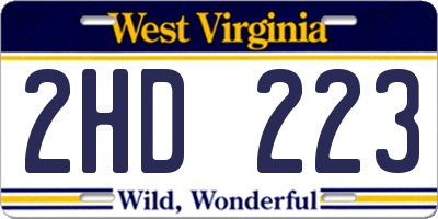 WV license plate 2HD223
