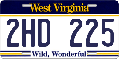 WV license plate 2HD225