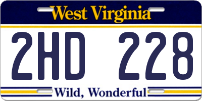 WV license plate 2HD228