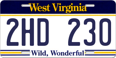 WV license plate 2HD230
