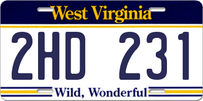 WV license plate 2HD231