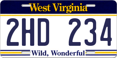 WV license plate 2HD234