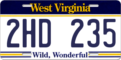 WV license plate 2HD235