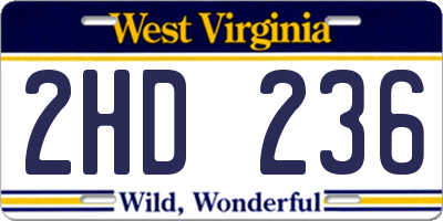 WV license plate 2HD236