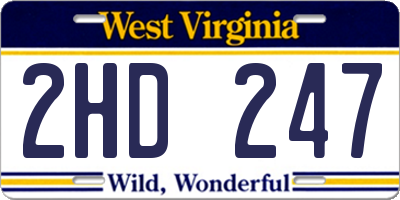 WV license plate 2HD247