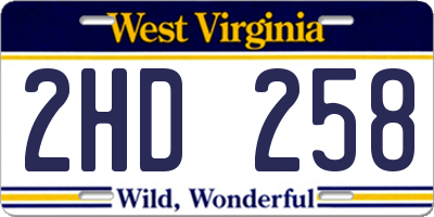 WV license plate 2HD258