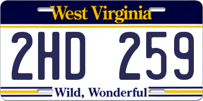 WV license plate 2HD259