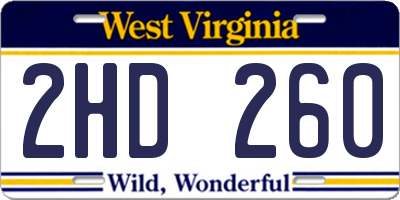 WV license plate 2HD260