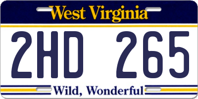 WV license plate 2HD265