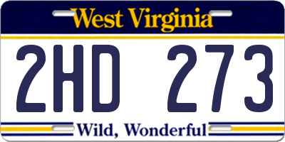 WV license plate 2HD273