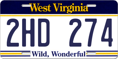 WV license plate 2HD274