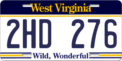 WV license plate 2HD276