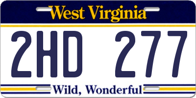 WV license plate 2HD277