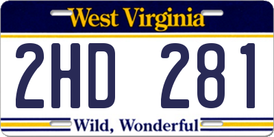 WV license plate 2HD281