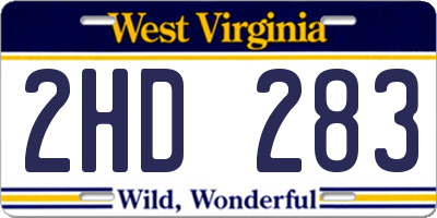 WV license plate 2HD283