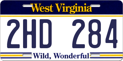 WV license plate 2HD284