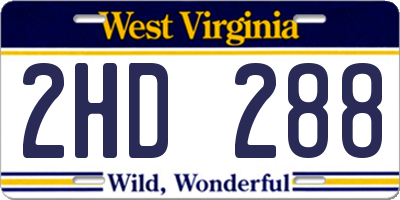WV license plate 2HD288