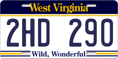 WV license plate 2HD290