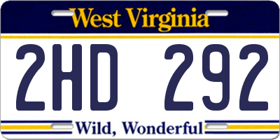 WV license plate 2HD292