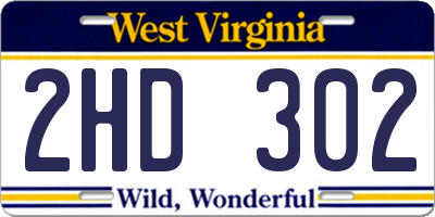 WV license plate 2HD302