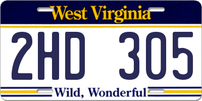 WV license plate 2HD305