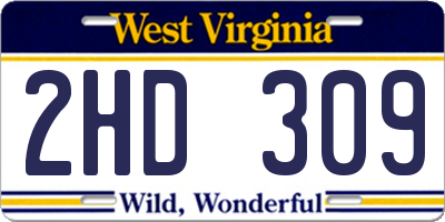 WV license plate 2HD309