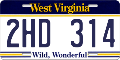 WV license plate 2HD314