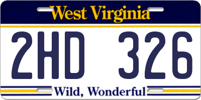 WV license plate 2HD326
