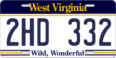 WV license plate 2HD332