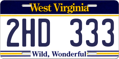 WV license plate 2HD333