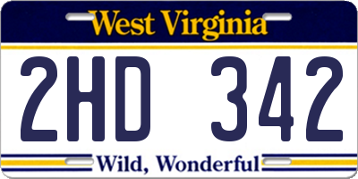 WV license plate 2HD342