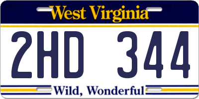 WV license plate 2HD344