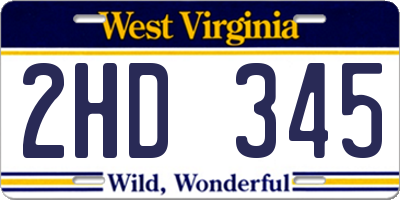 WV license plate 2HD345