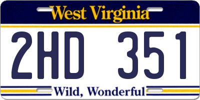 WV license plate 2HD351
