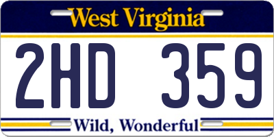 WV license plate 2HD359