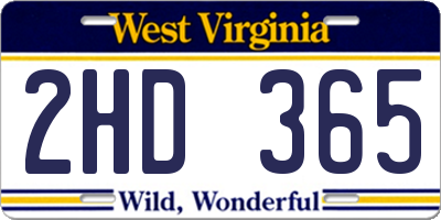 WV license plate 2HD365
