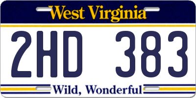 WV license plate 2HD383