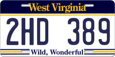 WV license plate 2HD389