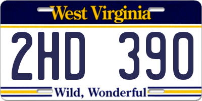 WV license plate 2HD390