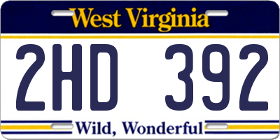 WV license plate 2HD392