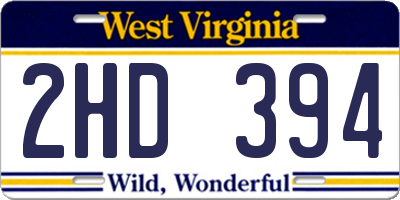 WV license plate 2HD394