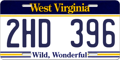 WV license plate 2HD396