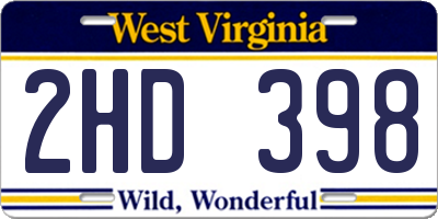 WV license plate 2HD398