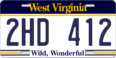 WV license plate 2HD412