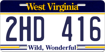 WV license plate 2HD416