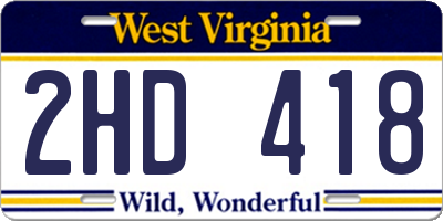 WV license plate 2HD418