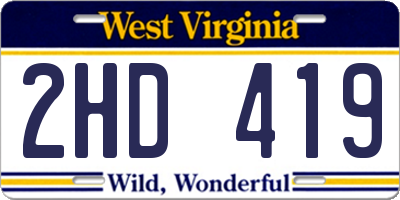 WV license plate 2HD419